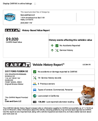 2017 Ford Fusion SE – FWD